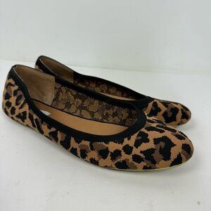 Jessica Simpson Round Toe Leopard Animal Print Slip On Knit Upper Flats
